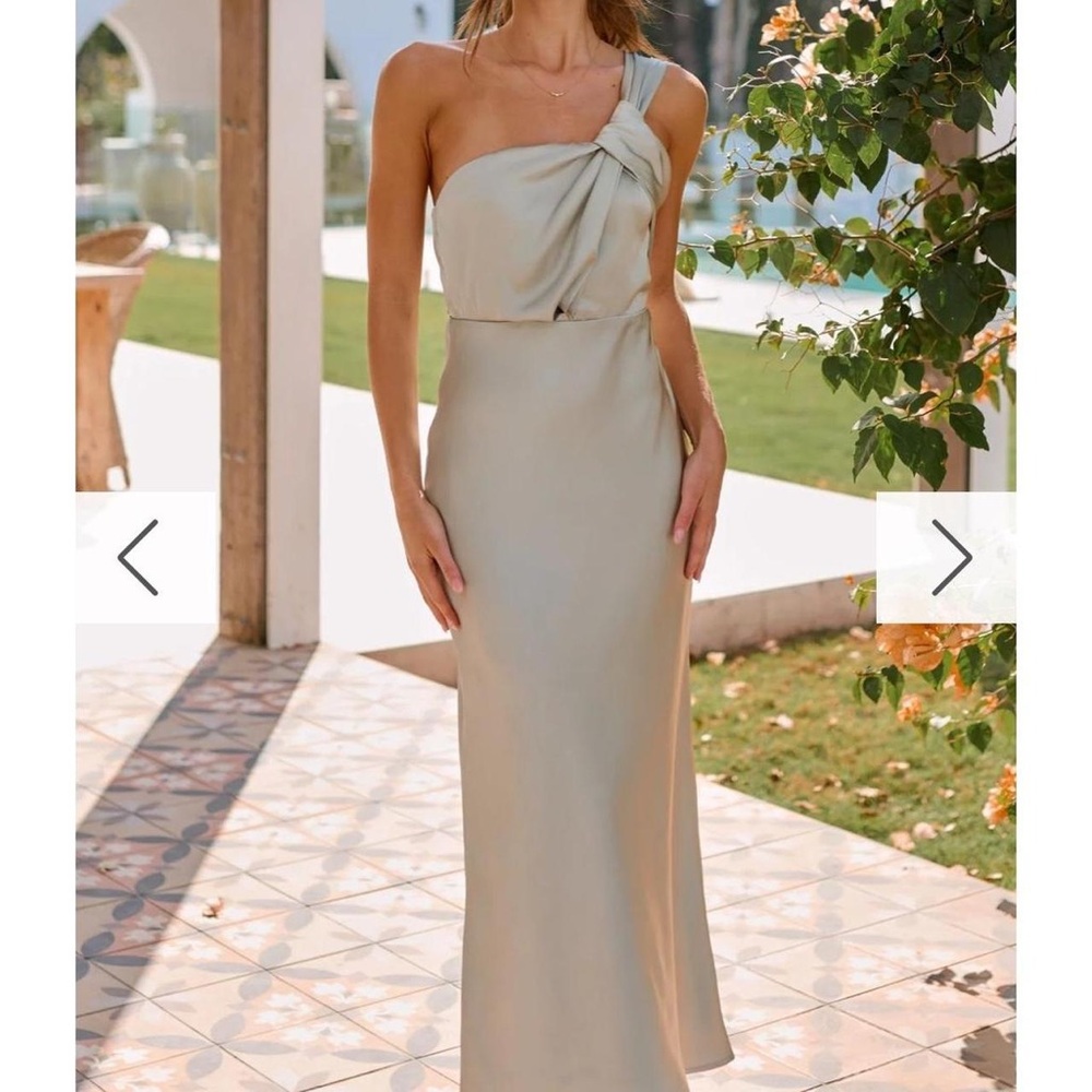 Elegant One-Shoulder Sage Dress